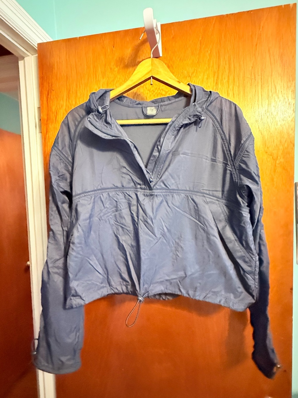 Outdoor voices Lightweight Cropped Hooded Anorak Jacket - Slate Blue